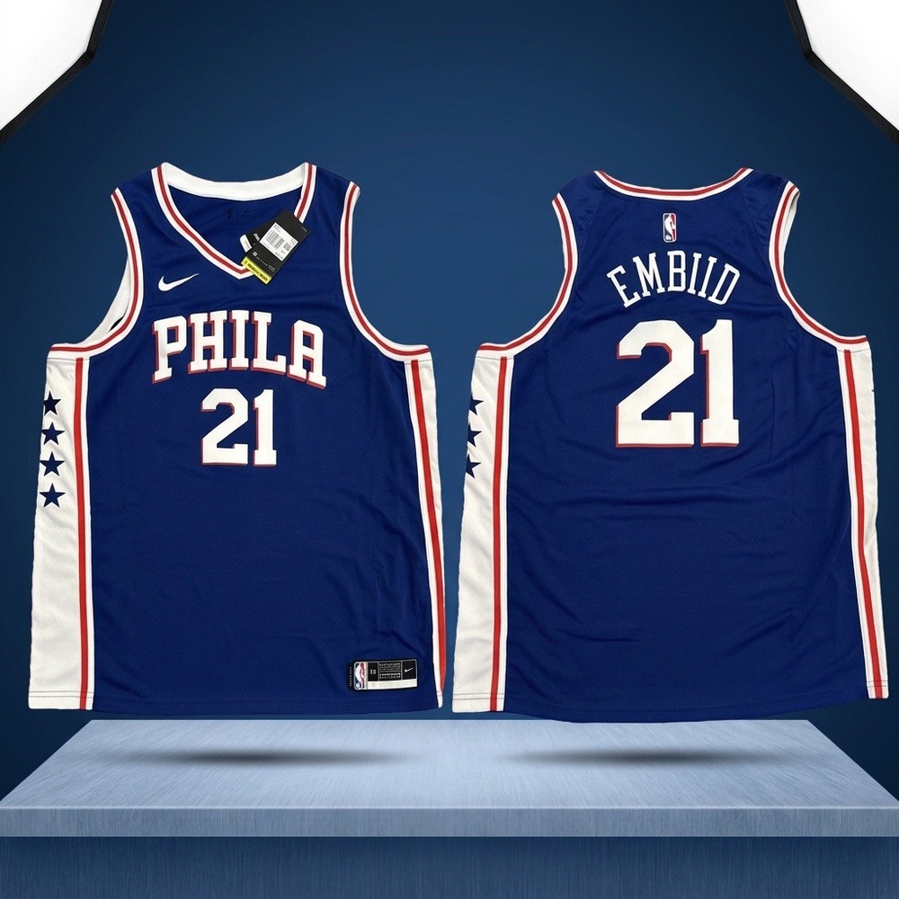 NWT Nike Joel Embiid Philadelphia 76ers Swingman Jersey Men's Size XXL 56 Blue